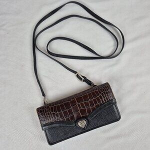 Brighton Bella Luna Crossbody Clutch Wallet Two Tone Black & Brown